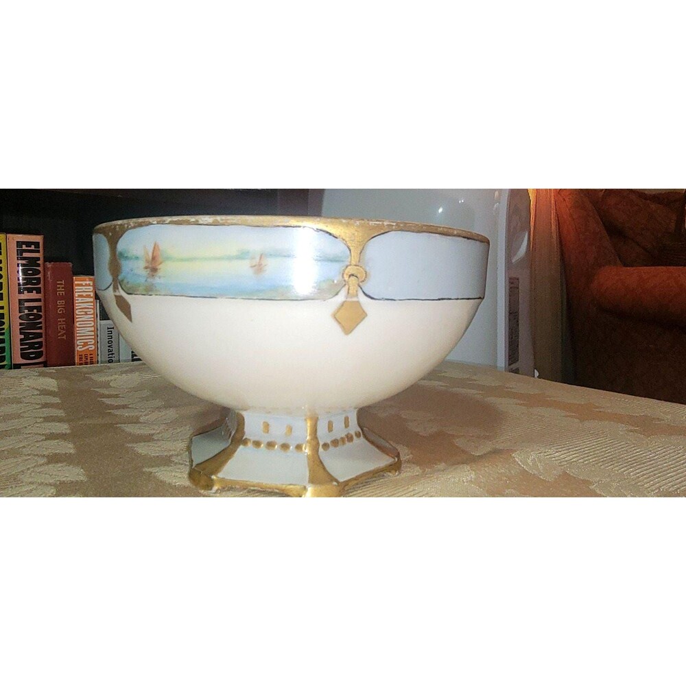 Antique Moritz Zdekauer MZ Altrohlau, Austria Fine Porcelain Pedestal Bowl artsy - Picture 16 of 16